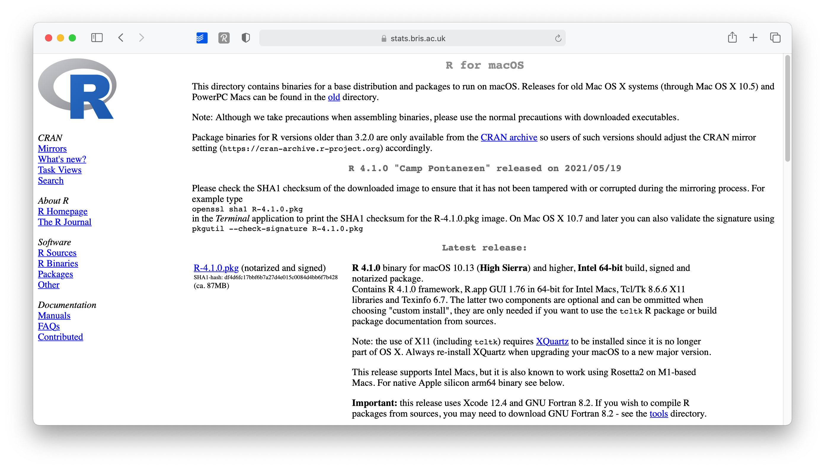 R versions available